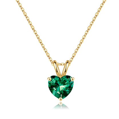 SMILEST Christmas Gifts for Women Birthstone Necklace Heart Created Emerald Necklace Rhodium Plated 925 Sterling Silver May Birthstone Necklace Birthstone Necklace Birthday Gifts for Women Mom Wife valentines