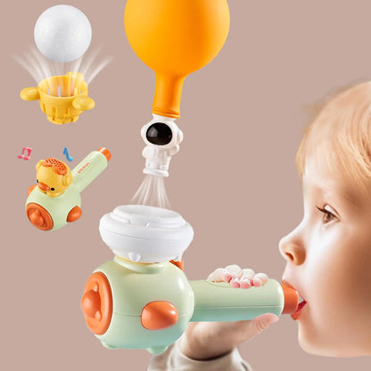 ARHEQI Breathing Exerciser Toys for Kids Sensory Toys with Whistle Floating Blow Pipe Balls Balloon Launcher Toy Blow Toys Autism Toys - Green