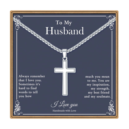 Ieftop Cross Necklace Gifts for Husband Stainless Steel Silver Religious Gifts Cross Necklace for Men Husband Gifts Fathers Valentines Day Gifts for Him Anniversary Birthday Gifts for Husband valentines