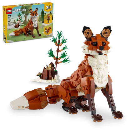 LEGO Creator 3 in 1 Forest Animals Red Fox Toys - Building Toys for Kids Boys & Girls Ages 9+ - Animal Figurine W/ 3 Building Options into Fox Owl or Squirrel - 31154