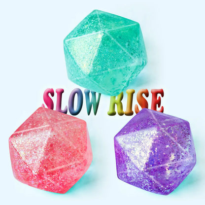 3Pack Glitter Squishy Cube - Slow Rise Gel Stress Cube for Adults Masonry Malt Sugar Stress Balls Ice Cube Squishy Glitter Diamond Stress Balls ADHD Fidget Toys for Anxiety (Purple/Red/Blue)