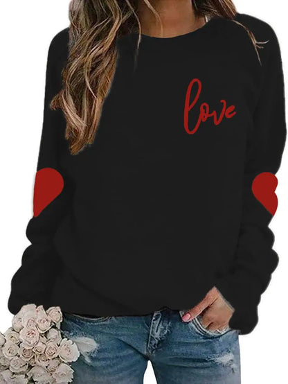 AIIWEIS Valentines Day Sweatshirt Women Love Heart Grahic Long Sleeve Shirt Casual Valentines Gifts Pullover Tops Black valentines