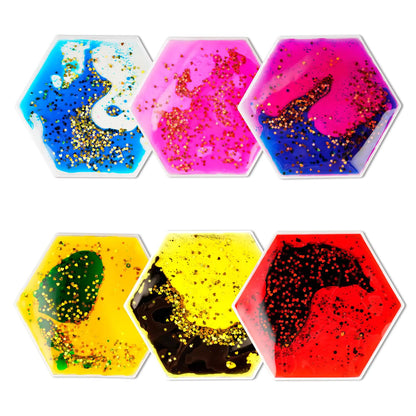 Onyoloy Sensory Soft Gel Liquid Toys: Sensory Fidget Hexagon Liquid Motion Toys Autism Kids Sensory Toys 6 Pack