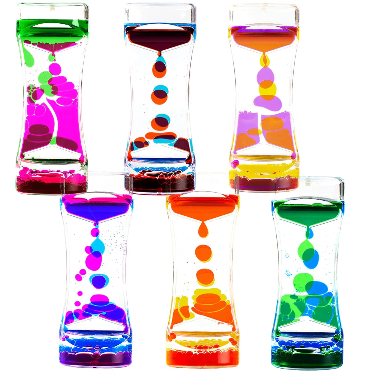 LYPGONE Liquid Motion Bubbler Timer Pack of 6 Liquid Bubbler Sensory Toys Fidget Toy Activity Relaxing Desk Toys (Pack of 6)