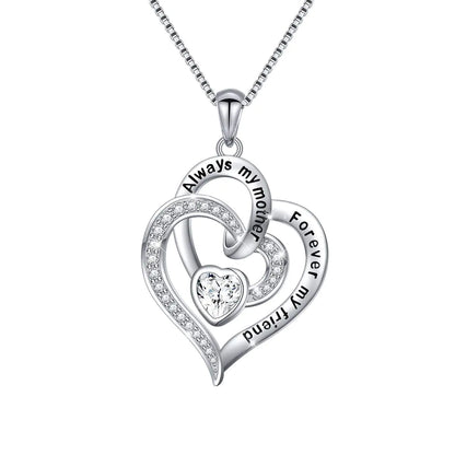 Always My Mother Forever My Friend Love Heart Necklace for Women Mothers Day Gifts for Mom Wife Grandma Mothers Day Gifts Christmas Gift valentines