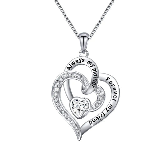 Always My Mother Forever My Friend Love Heart Necklace for Women Mothers Day Gifts for Mom Wife Grandma Mothers Day Gifts Christmas Gift valentines