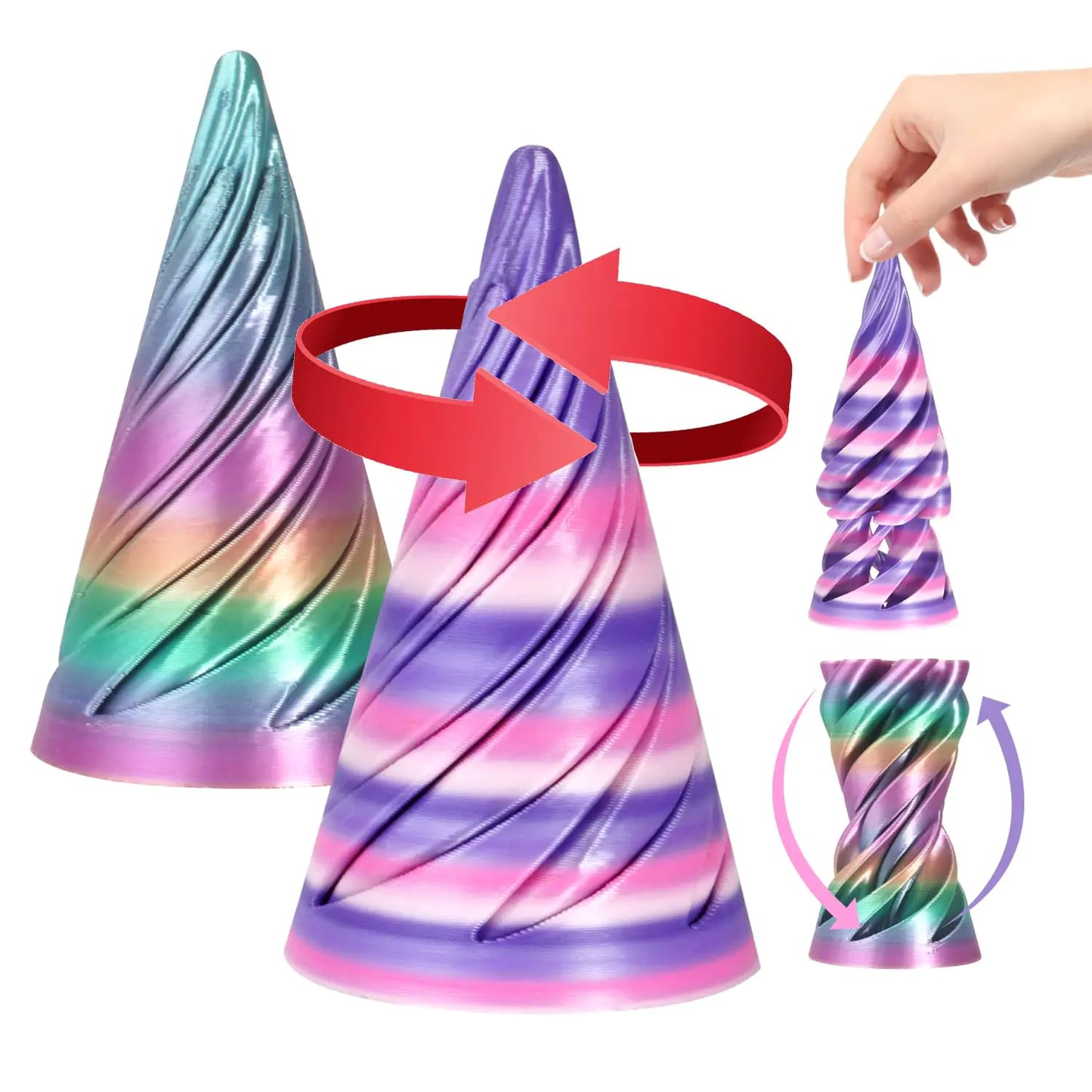 Spiral Cone Fidget Toy Impossible Cone 3D Printed Toys Fidget Toys for Adults Teens Kids Impossible Pyramid Passthrough Sculpture Sensory Fidgets Toys for Anxiety and Stress Relief