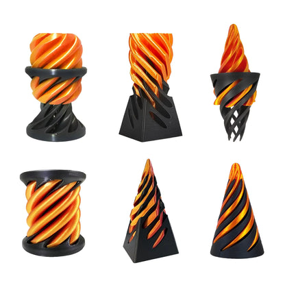 3D Printed Impossible Pyramid Passthrough Sculpture Cone Fidget Toy Impossible Cylinder Anxiety Relief Toy Magic Impossible Passthrough for Desktop Decoration Toy (3Pcs Red Black)