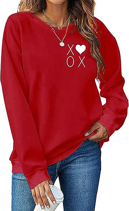 LYEIAO Valentines Day Sweatshirt for Women Love Heart Graphic Shirt Casual Valentines Gifts Long Sleeve Pullover Tops(Red6M) valentines