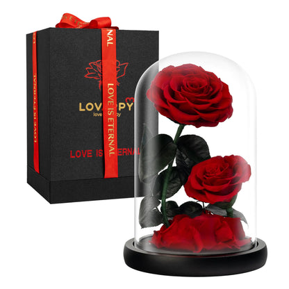 LOVAPPY Eternal Flower in a Glass Dome: Preserved Rose - The Perfect Forever Infinity Rose Gift for Her on Valentines Day Mothers Day Birthday Anniversary Wedding and Christmas (9 inch) valentines