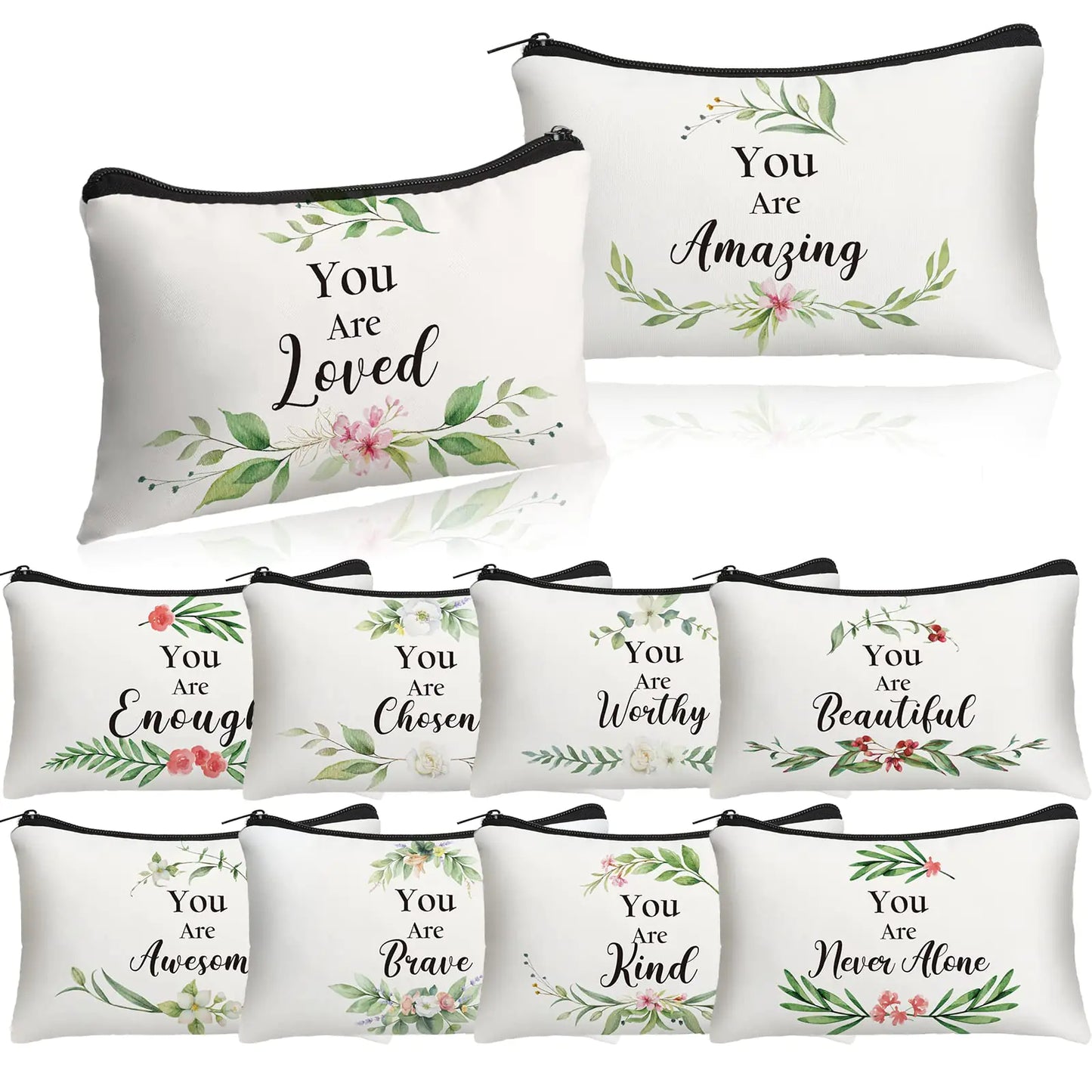 Hillban 10 Pcs Cosmetic Bag for Women Valentine Gifts Employee Appreciation Week Gifts Christian Bible Verse Makeup Bags You Are Amazing Inspirational Religious Bag for Women(ClassicWhite) valentines